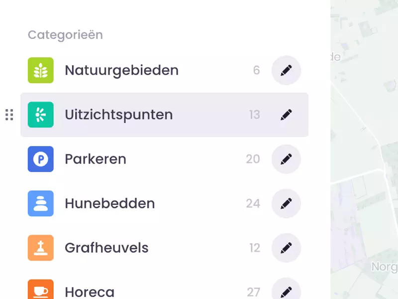 Deel je kaart in met categorieën